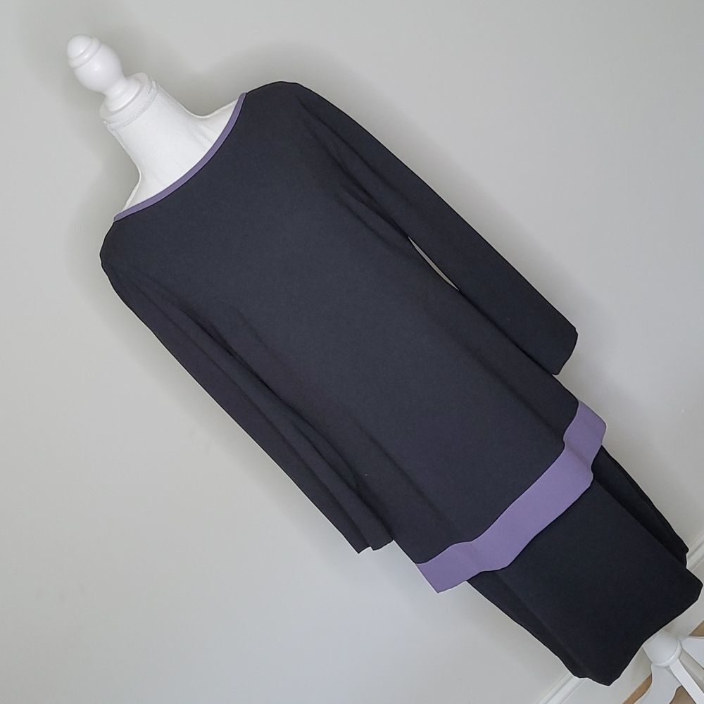 Leslie Faye Black and Purple Lined Upper Dress with Sleeves